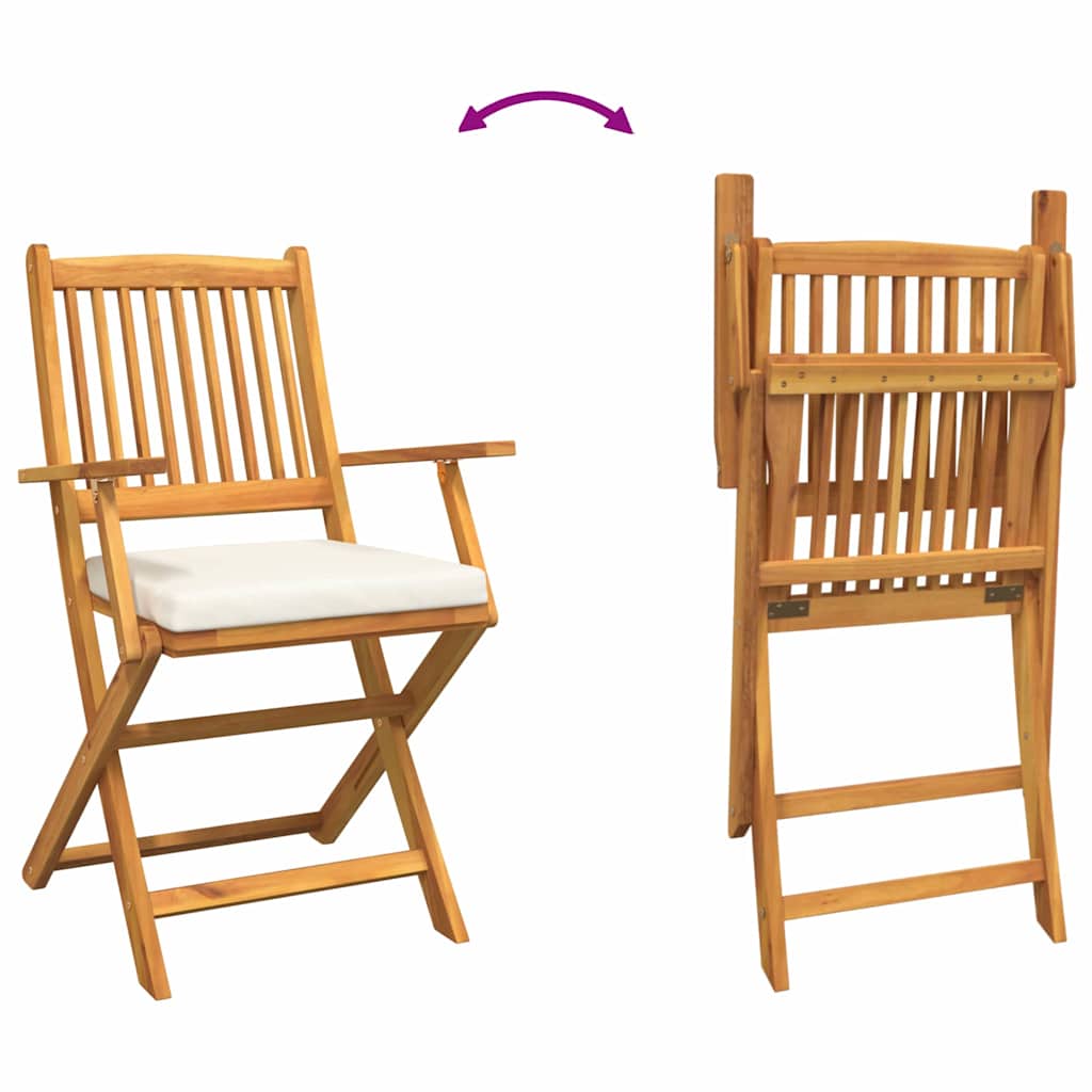 Folding Chair 2 pcs White 49 x 57.5 x 92cm Solid Acacia wood